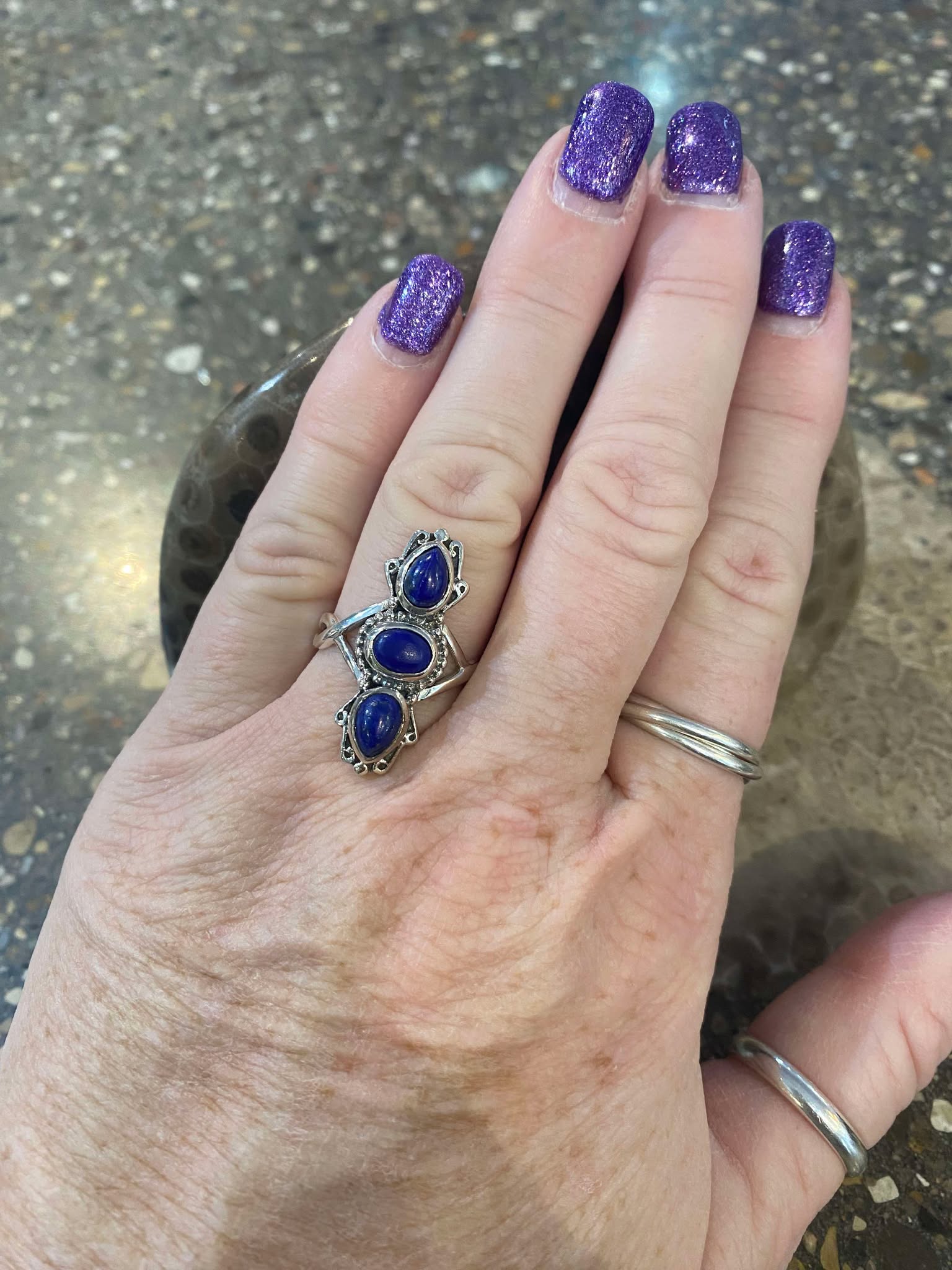 Lapis Lazuli 3 Stone Ring