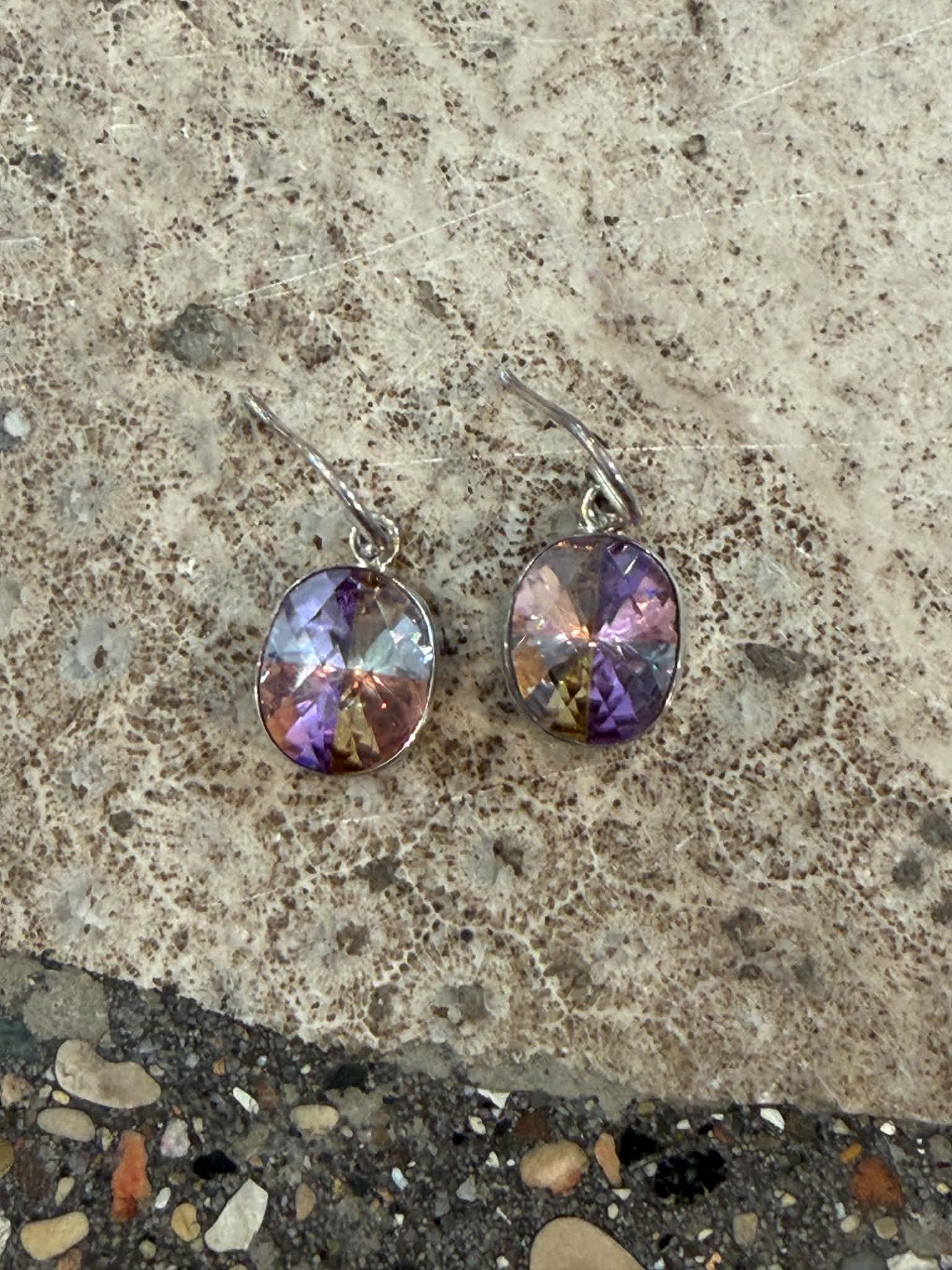 Cotton Candy Zircon Oval Earring