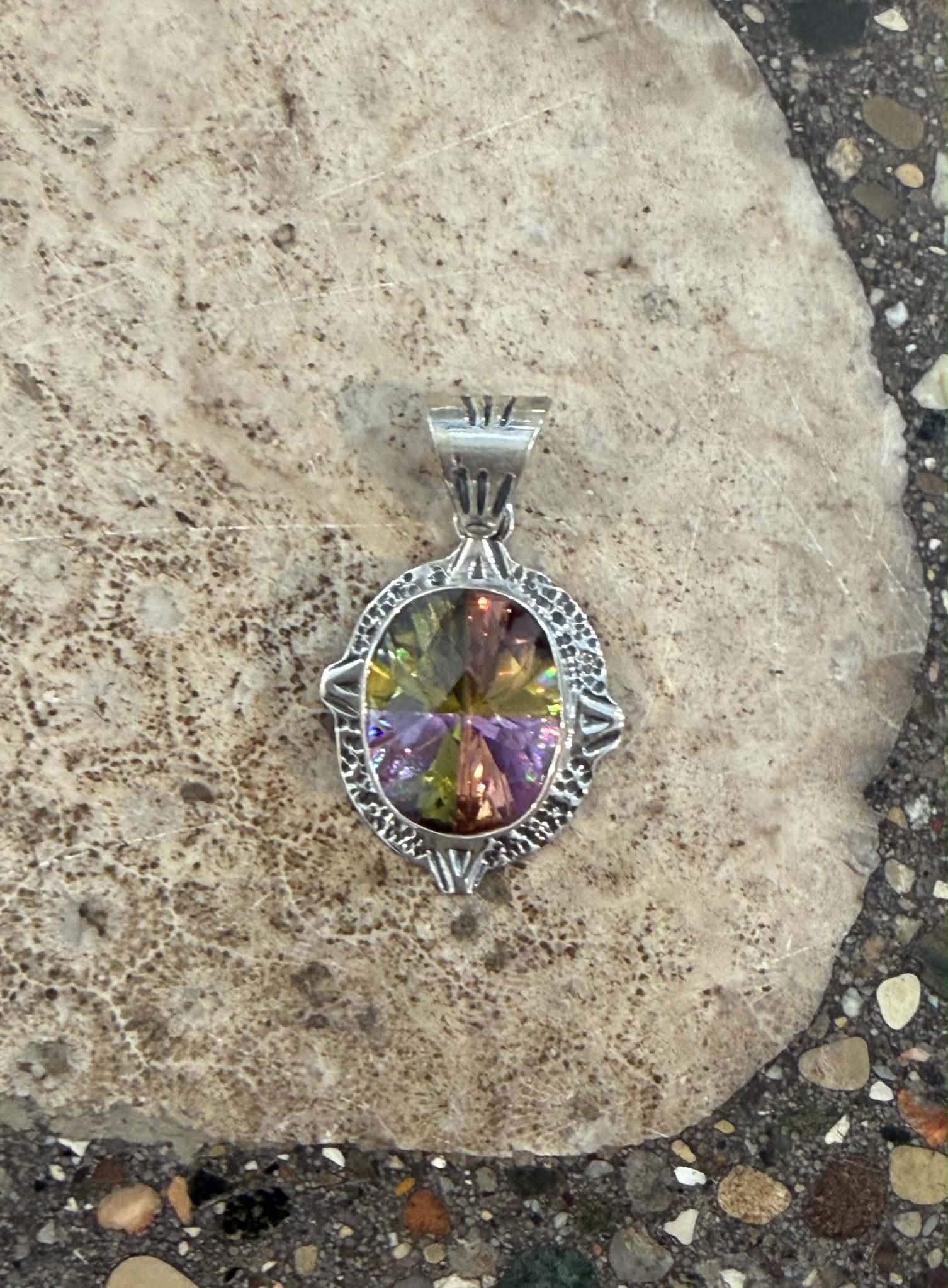 Cotton Candy Zircon Oval Pendant