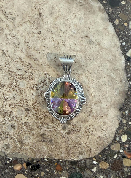 Cotton Candy Zircon Oval Pendant