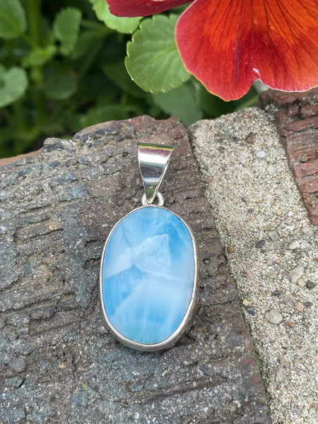 Larimar Oval Pendant in a Silver Setting