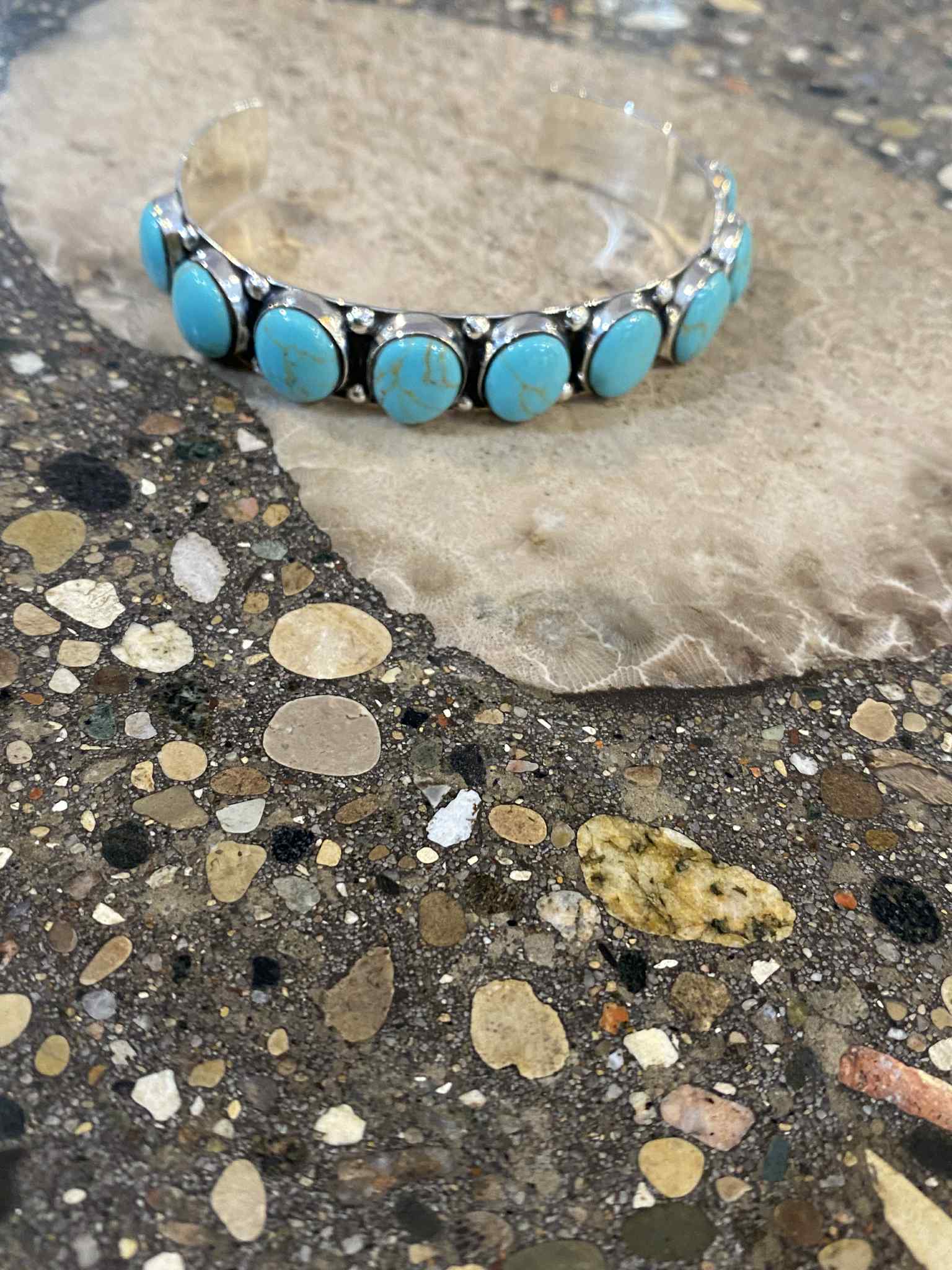 Turquoise 9 Stone Cuff Bracelet