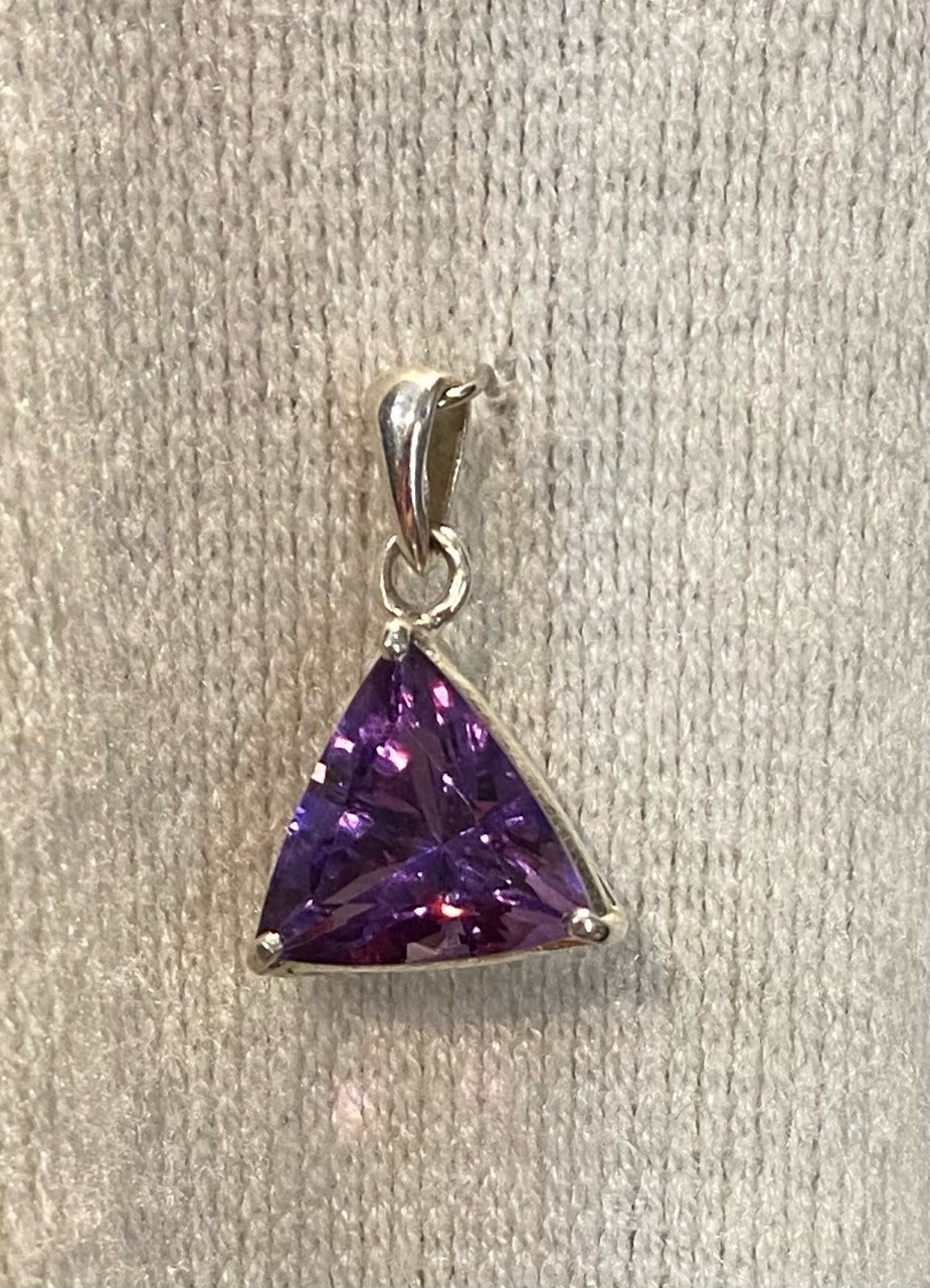Amethyst Triangle Faceted Pendant
