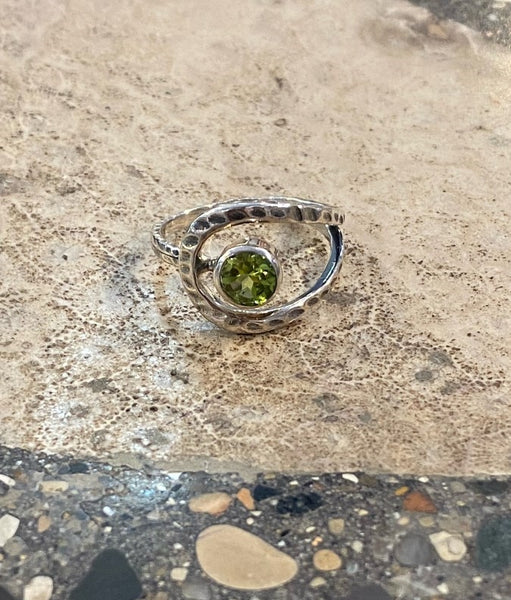 Hammered Sterling Silver Peridot Ring