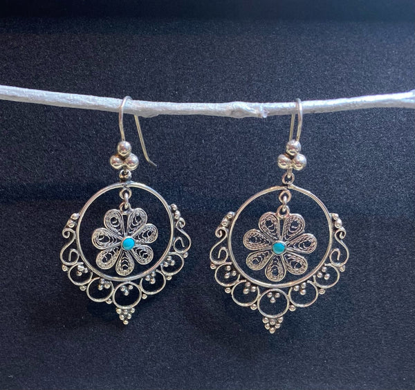 Turquoise Flower Earrings